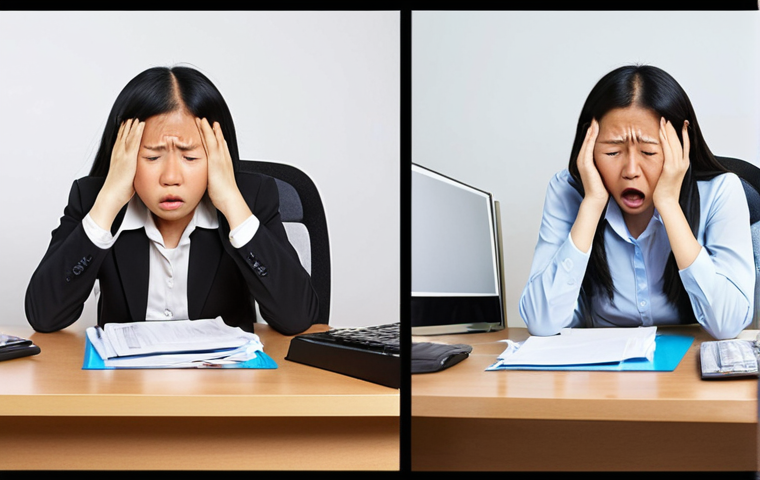 A composite image portraying the journey from midday fatigue to renewed energy. On the left side, a person (of indeterminate gender or ethnicity, perhaps representing a typical office worker in Southeast Asia) is shown at a desk, struggling with drooping eyes and a lack of focus after lunch, surrounded by a subtle aura of exhaustion. On the right side, the same person is depicted looking alert, refreshed, and highly productive, eyes bright and mind clear, confidently working at the same desk after a short, effective power nap. The transition should be seamless, highlighting the dramatic improvement in energy and focus. The setting should be a contemporary, clean office environment with soft, inviting light.