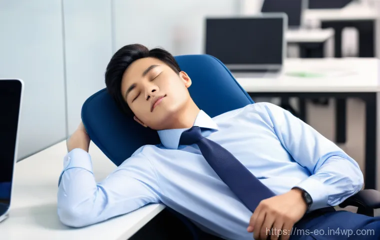 낮잠과 수면의 질 개선 - Image Prompt 1: The Rejuvenating Office Power Nap**